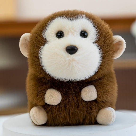 6 Inch Brown White Sitting Monkey Stuffed Toy