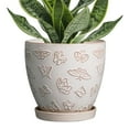 thumbnail image 1 of 6 inch Ceramic Planter - Indoor Plant Pots with Drainage and Saucer for Planting,Succulents Herbs,for Plant Lover Windowsill Desk Decor,White-Butterfly, 1 of 8
