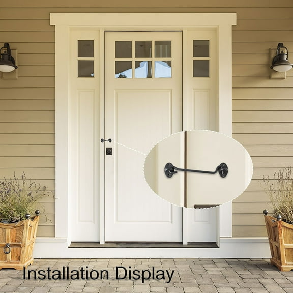 6 Inch Cabin Hook Stainless Steel Eye Hook Latch w Screws for Door Cupboard Shed Gate Window Black