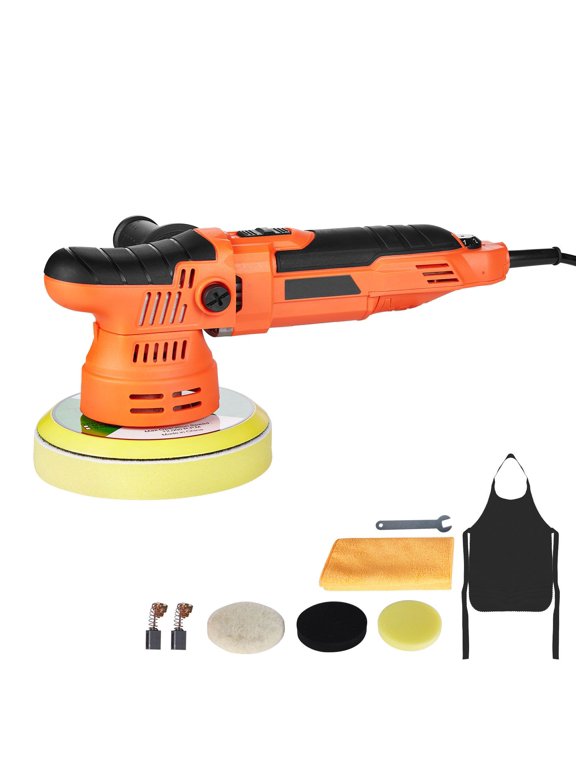 6 Inch Car Buffer Polisher, 650W Motor, 6 Speeds (2000-6800 RPM), Includes Wool Pad & 3 Foam Pads, Soft-Start, Ergonomic Design, for Car Detailing & Polishing