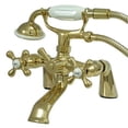 thumbnail image 1 of 6 Inch Center Spread Tub-Deck Mount Clawfoot Tub Filler With Hand Shower - Polished Brass, 1 of 1