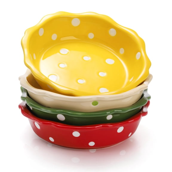 6 Inch Ceramic Mini Pie Pans 4 Pack 10 Oz Individual Bakeware for Quiches Tarts Puddings