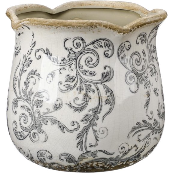 6 Inch Ceramic Planter Gray Scroll Planter Decorative Plant Pots with Crackle Glaze for Home Kitchen