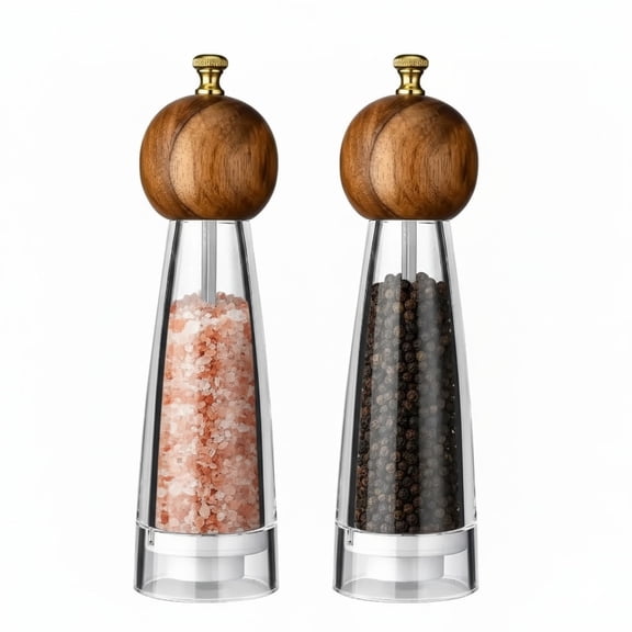 6-Inch Clear Acrylic Salt and Pepper Grinder Set of 2, Manual Mills