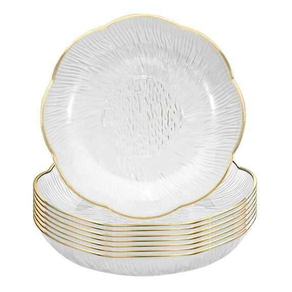 6 Inch Clear White Acrylic Salad Plates Set of 8, Small Plastic Dinner Dessert Plates, Round Kitchen Appetizer Plates, Shallow Bowl Plates Dish for Restaurant Lunch Snack Bread Fruit Party