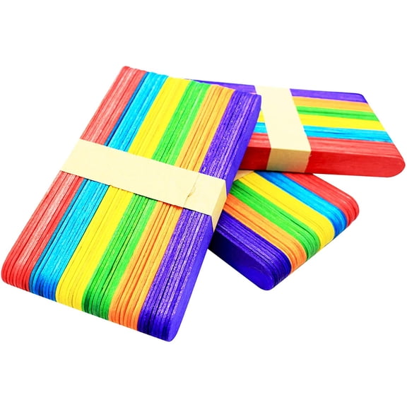 6 Inch Colored Wood Craft Sticks, 500 Pack | Jumbo Rainbow Wood Sticks in 6 Vibrant Colors for Classroom Supplies, Creative Projects, Arts and Crafts
