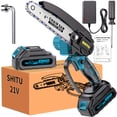 thumbnail image 1 of 6 Inch Cordless Mini Chainsaw, 21V Handheld Portable Electric Chain Saw for Tree Trimming Wood Cutting, Rechargeable Battery Powered Chainsaw for Garden Yard Home, 1 of 1