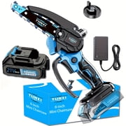 6 Inch Cordless Mini Chainsaw, 21V Portable Handheld Electric Chain Saw for Garden Tree Trimming Wood Cutting