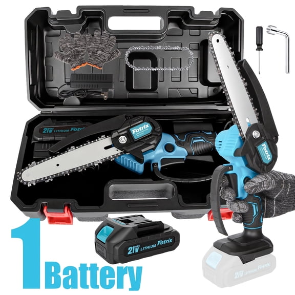 6-Inch Cordless Mini Chainsaw Combo, Handheld Electric Chain Saw with 1 Battery & Charger for Tree Trimming&box