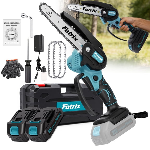 6-Inch Cordless Mini Chainsaw Combo, Handheld Electric Chain Saw with 2 Batteries & Charger for Tree Trimming&box
