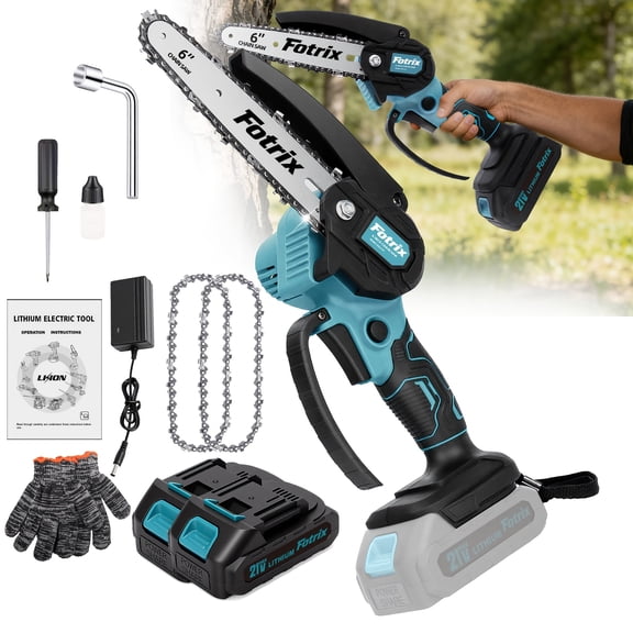 6-Inch Cordless Mini Chainsaw Combo, Handheld Electric Chain Saw with 2 Batteries & Charger for Tree Trimming,paper box packaging