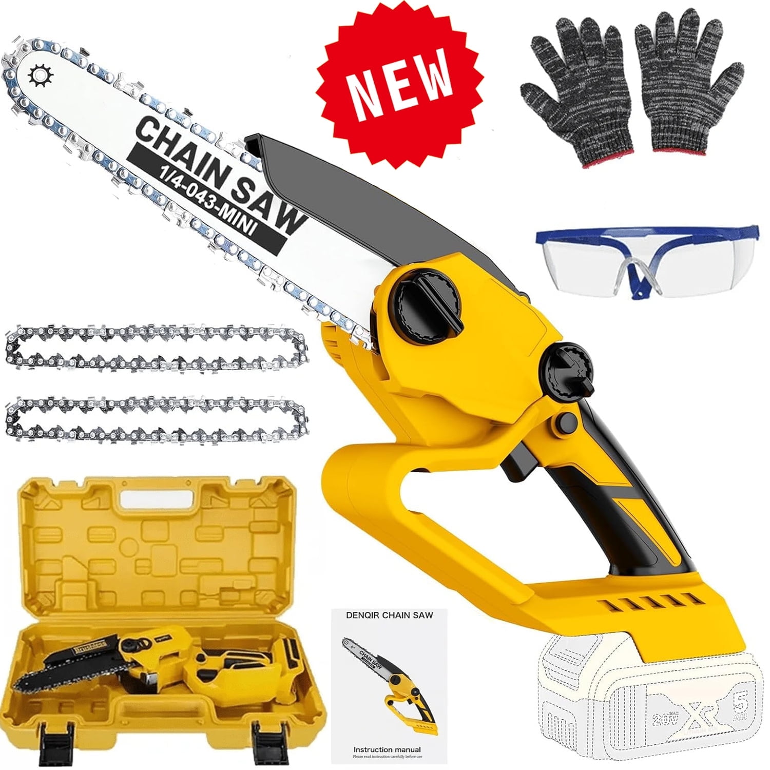 6-Inch Cordless Power Chainsaw Compatible with DeWalt 20V Max