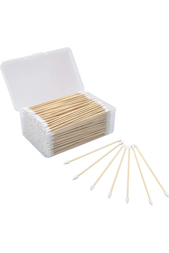 6 Inch Cotton Swabs with Bamboo Handle in Storage Case For Gun Cleaning(Choose Your Tip)