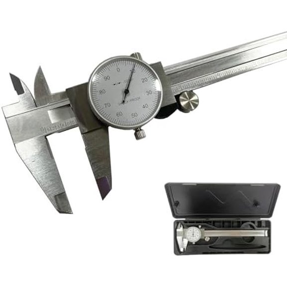 6 Inch Dial Caliper, 4-Way Measurement Calipers, 0.001 Accuracy Imperial Shockproof Measuring Tool with Plastic Case (Dial Caliper 0-6" Range)