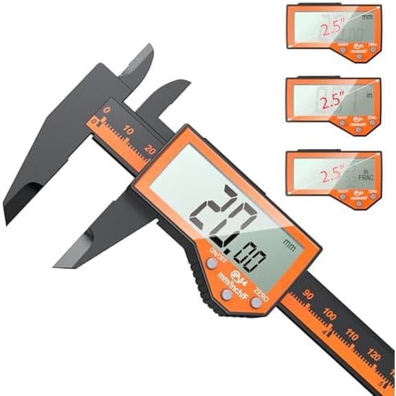 6 Inch Digital Caliper, Measuring Tool with Large LCD Screen,Inch/Metric/Fraction Conversion, -Off Feature, Vernier Caliper for DIY and Household (Orange)