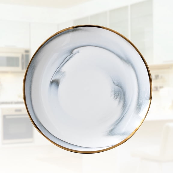 6 Inch Phnom Penh Ceramic Marble Dessert Plate in Concrete Grey - Elegant Tray for Kitchen and Modern Tableware