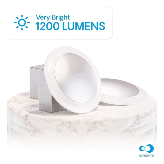 Infibrite 6” Disk LED Light Fixture, Metal IC & Damp-Rated Dimmable Ceiling Light, 5CCT, 1200 Lumens