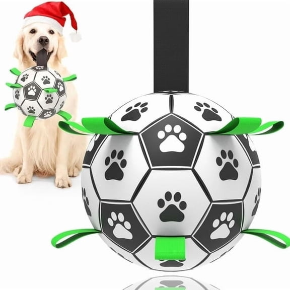 Haha.Ppcc 6 Inch Dog Soccer Ball Toy with Straps, Interactive Tug & Fetch Ball for Small Medium Dogs, Floating Waterproof Dog Ball for Outdoor Yard Pool Beach Play, Durable Pet Training Toy