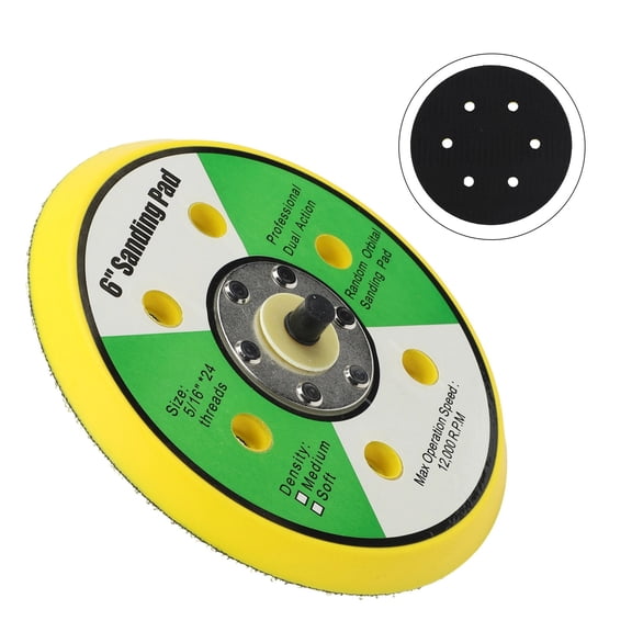 6 Inch Dual Action Random Orbital Sanding Pad 5/16-24 Thread 12000 RPM Polishing Wheel for DA Sander Accessories Home Garden Tools