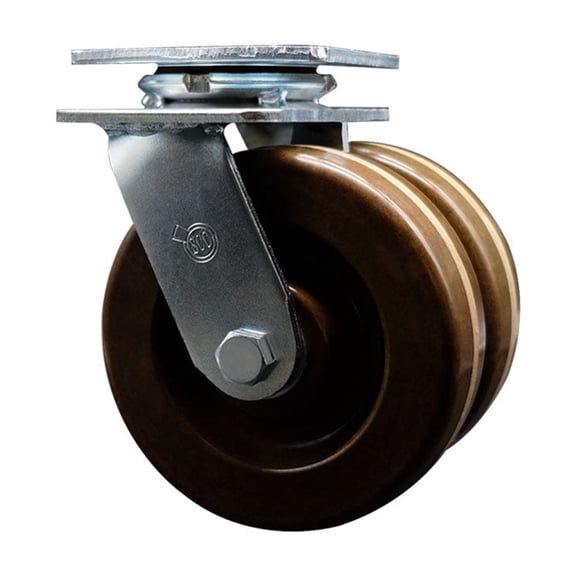 6 Inch Dual High Temp Phenolic Wheels Swivel Caster with Roller Bearing SCC