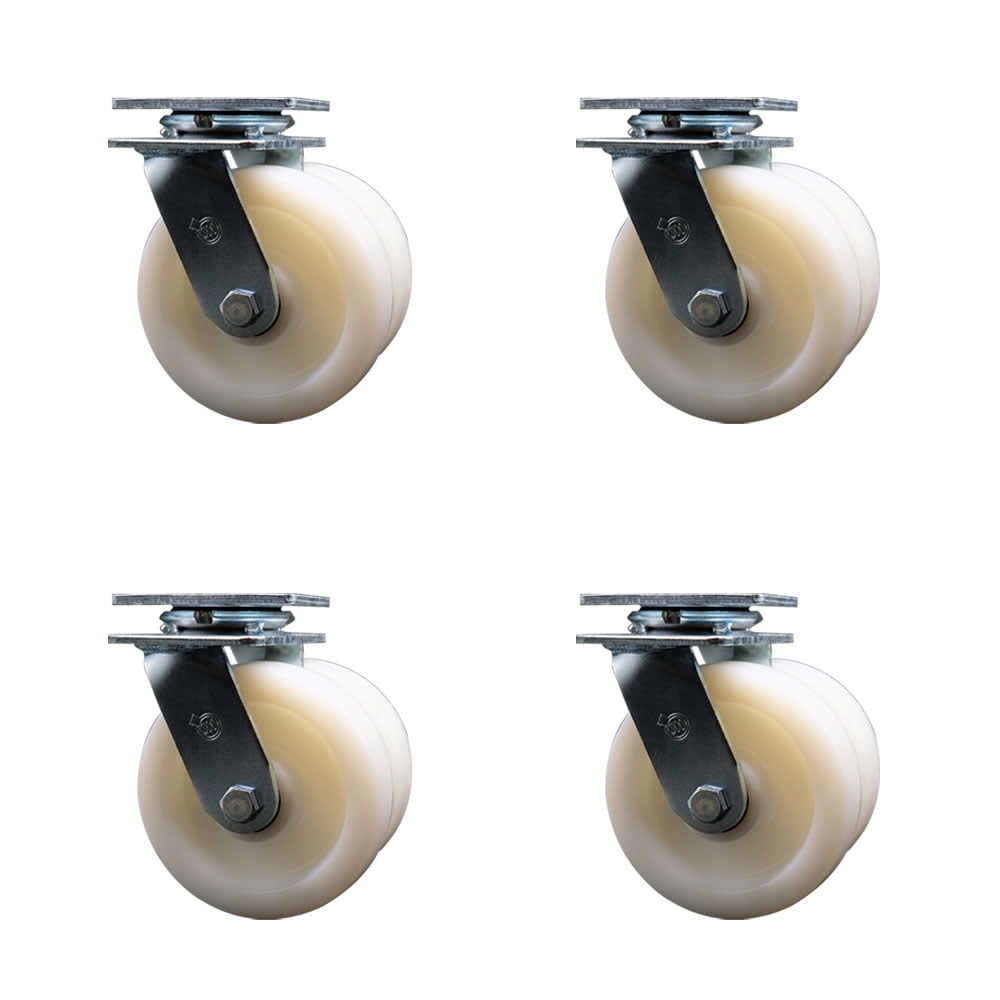 6 Inch Dual Nylon Wheels Swivel Casters Set with Ball Bearings Service Caster