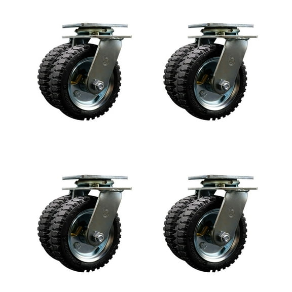 6 Inch Dual Pneumatic Wheels Swivel Caster Set with Ball Bearings SCC