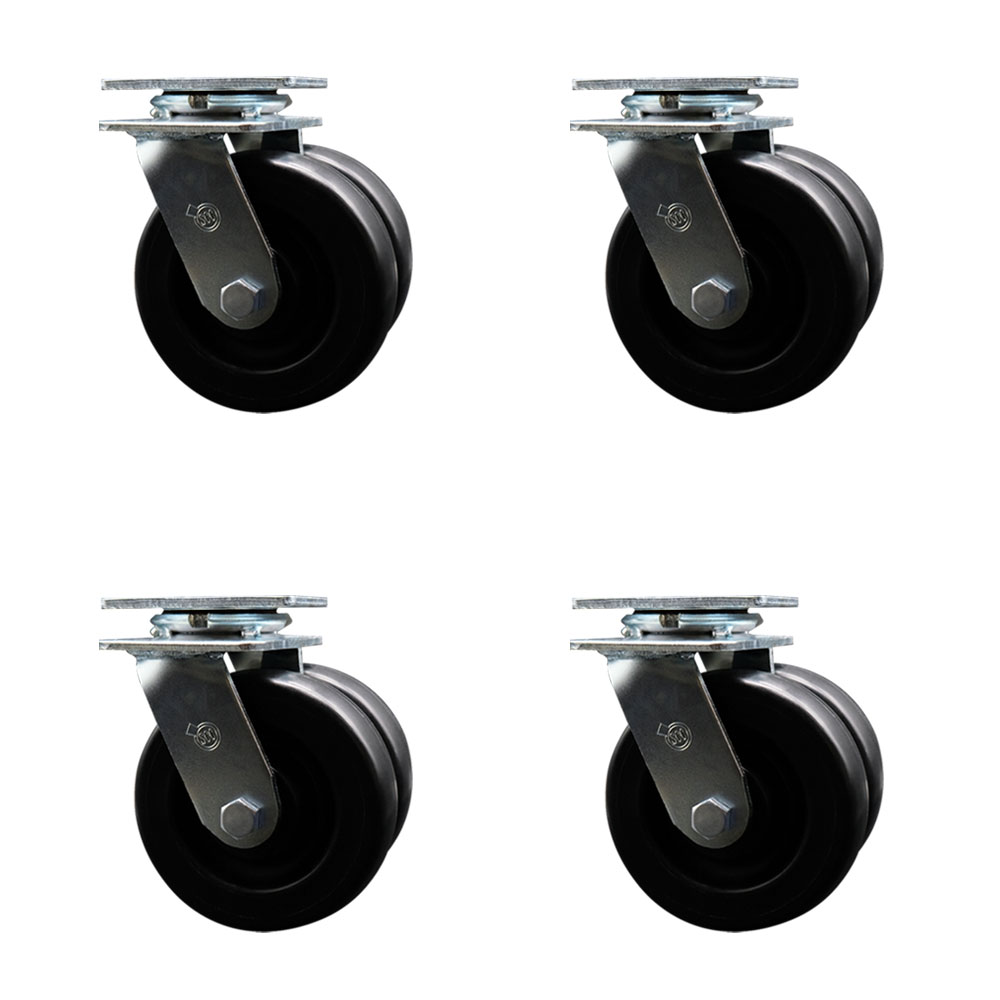 6 Inch Dual Polyolefin Wheels Swivel Caster Set with Roller Bearing SCC