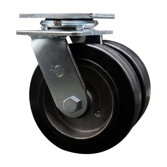 6 Inch Dual Rubber on Aluminum Wheels Swivel Caster with Roller Bearing SCC