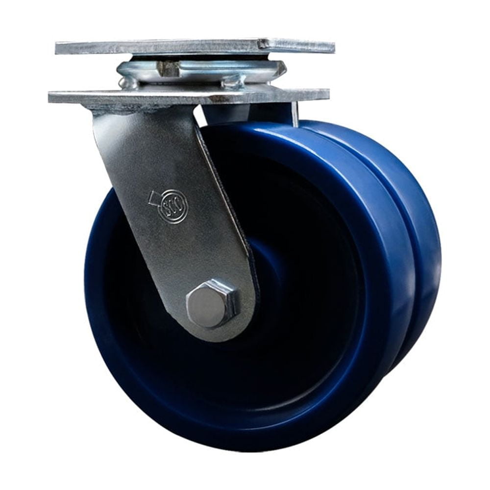 6 Inch Dual Solid Polyurethane Wheels Swivel Caster with Roller Bearing SCC