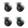 thumbnail image 1 of 6 Inch Dual Thermoplastic Rubber Wheels Swivel Caster Set with Roller Bearings, 1 of 2