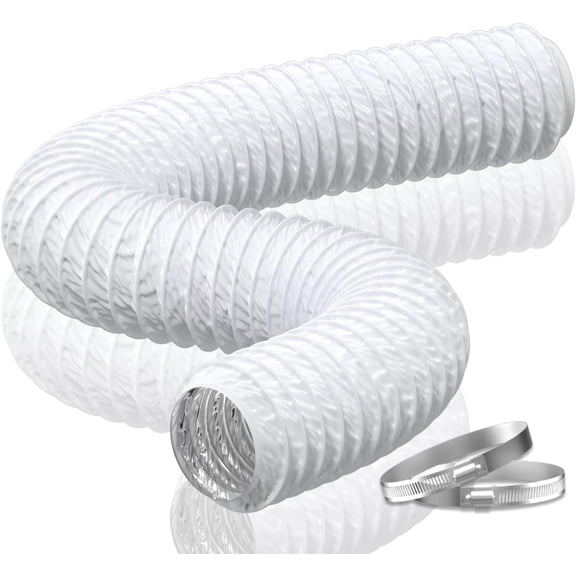 6 Inch Duct -16 FT White PVC and Aluminum Ducting for Heating Cooling Ventilation and Exhaust
