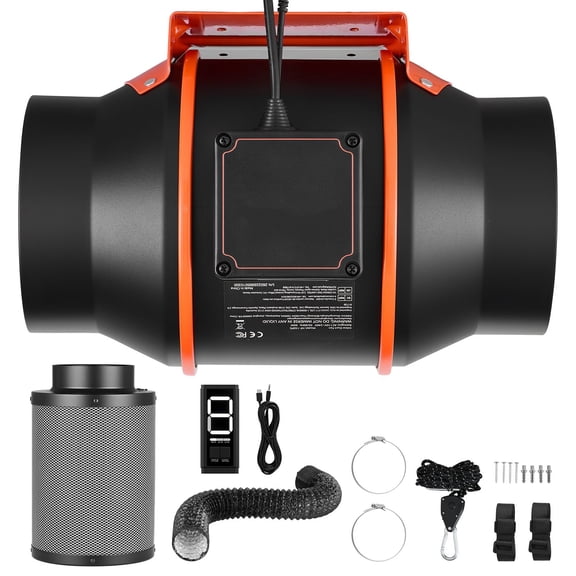 6 Inch EC Fan Carbon Filter Ventilation Kit, 402 CFM Inline Blower 3-Speed Timer 10-Gear PWM Grow Tent Cooling