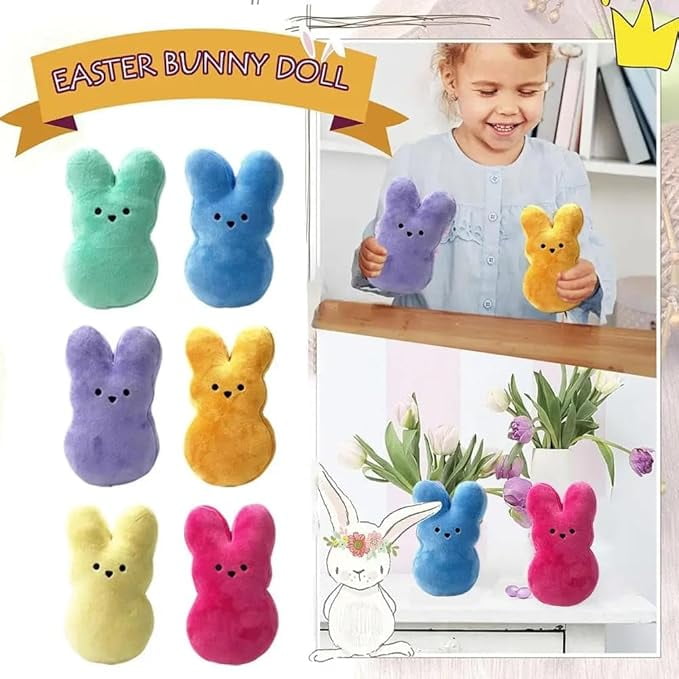 6-Inch Easter Bunny Plush Doll Toy Stuffed Rabbits for Kids Easter ...