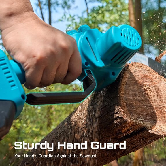 6 Inch Electric Chainsaw Cordless Battery Powered with 2x2000mAh Batteries for Wood Trimming and Gardening