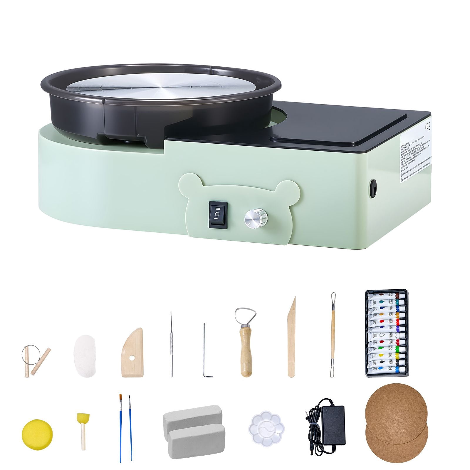 6 Inch Electric Pottery Wheel with Adjustable Speed, Forward Reverse Rotation, Perfect for Kids and Adults, Includes Clay Tools for DIY Pottery