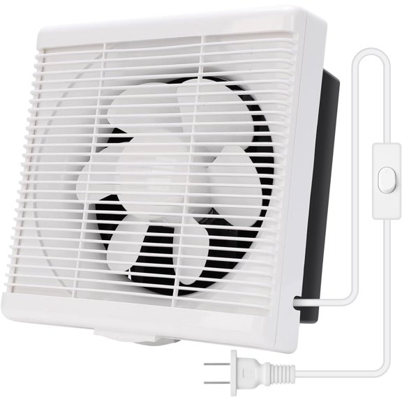6 Inch Exhaust Fan with Mesh, Through-Wall Window Ventilation Fan, 110V Shutter Box Blower Air Extractor with Anti-Backflow Check Valve for Bathroom, Kitchen, Garage and Greenhouse