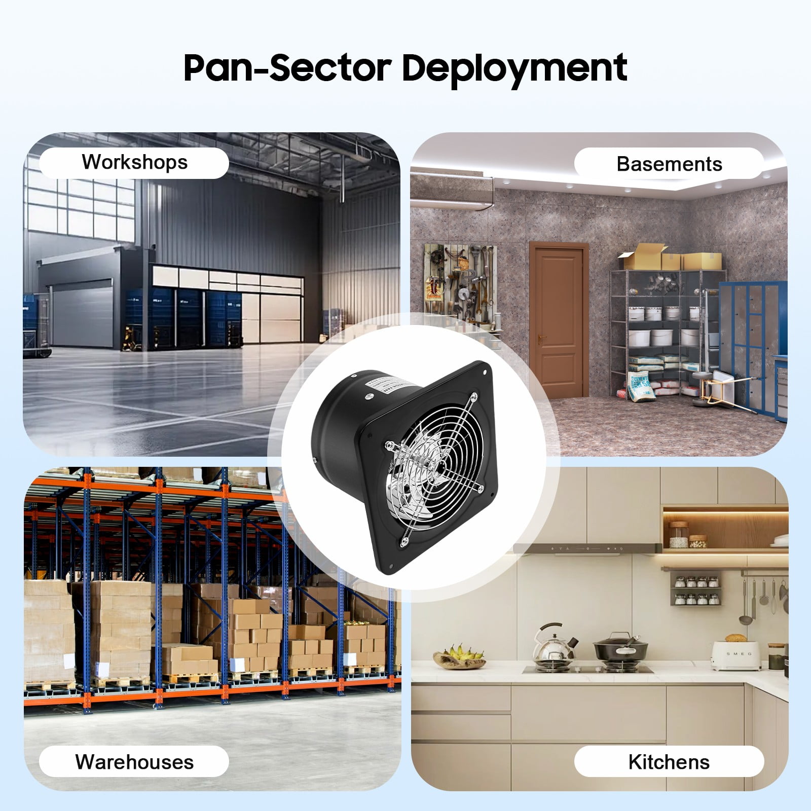 6 Inch Exhaust Fan, Wall Exhaust Fan for Kitchen, Bathroom, Metal Extractor Fan for Attic, Garage, Window Ventilation