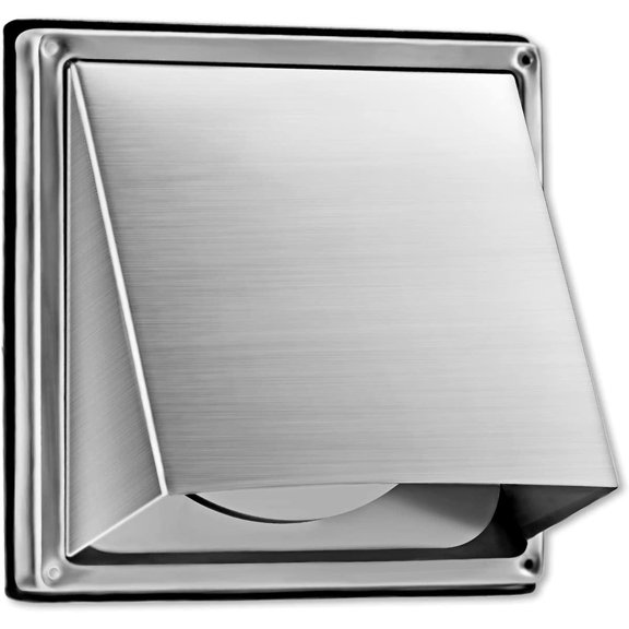 6-inch external extractor wall vent with cushioned non-return flap, stainless steel outside