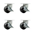 thumbnail image 1 of 6 Inch Extra Heavy Duty Phenolic Wheel Caster Set 4 Brakes 2 Swivel Locks SCC, 1 of 2