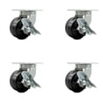 thumbnail image 1 of 6 Inch Extra Heavy Duty Phenolic Wheel Swivel Caster Set with Brakes Set 4 SCC, 1 of 2