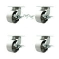 thumbnail image 1 of 6 Inch Extra Heavy Duty Semi Steel Cast Iron Caster Set 4 Brakes 2 Swivel Locks, 1 of 2