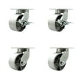 thumbnail image 1 of 6 Inch Extra Heavy Duty Semi Steel Cast Iron Caster Set 4 Swivel Locks 2 Brakes, 1 of 2