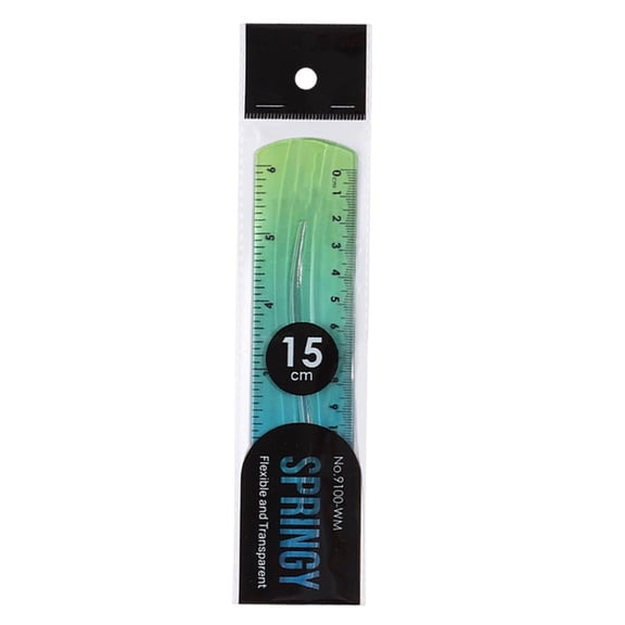 6 Inch Flexible Plastic Ruler, Precision Double Sided Measuring Ruler, Bendable Shatterproof Straight Edge Ruler, Clear Scale Metric Inch Ruler for Drawing Drafting Graphic Design, Green