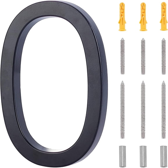 6 Inch Floating House Number 0 Zinc Alloy House Address Numbers Metal Modern House Numbers with Iron Screws for Home Address and Office Numbers