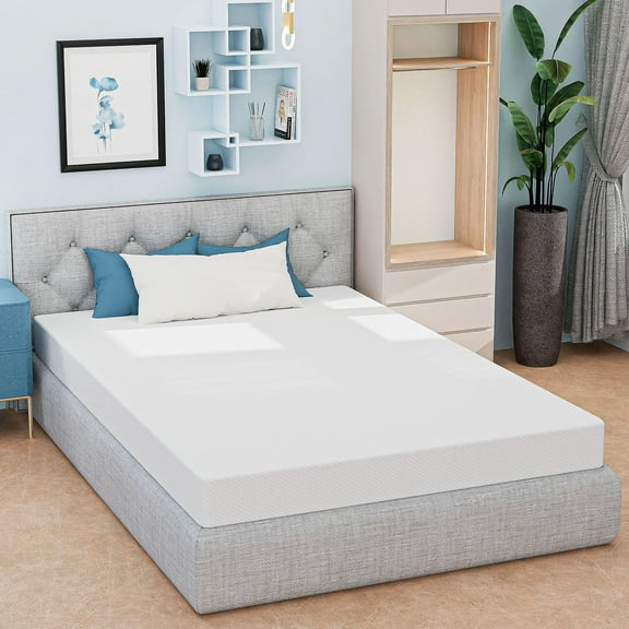 6 Inch Full Mattress, Gel Memory Foam Mattress, Pressure Relieving, Cooling Gel Foam, CertiPUR-US Certified, Bed-in-a-Box, 75"L x 54"W x 6"Th, White