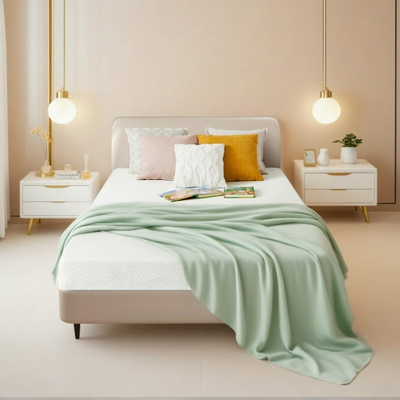 6 Inch Gel Memory Foam Mattress in a Box, Fiberglass Free, Medium Firm Pressure Relief for Cooler Sleep Supportive, Comfortable and Supportive, White