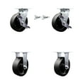 thumbnail image 1 of 6 Inch Glass Filled Nylon Caster Set with 2 Brakes/Swivel Lock 2 Rigid SCC, 1 of 2