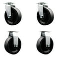 thumbnail image 1 of 6 Inch Glass Filled Nylon Caster Set with Roller Bearings 2 Swivel 2 Rigid SCC, 1 of 2