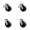 thumbnail image 1 of 6 Inch Glass Filled Nylon Swivel Caster Set Roller Bearing 2 Total Lock Brake, 1 of 2