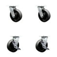 thumbnail image 1 of 6 Inch Glass Filled Nylon Swivel Caster Set with Ball Bearings 2 Brakes SCC, 1 of 2
